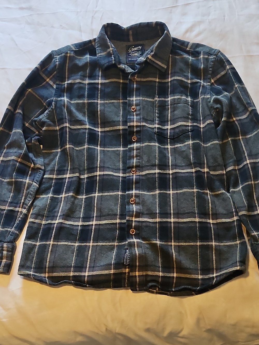 Grayers Men's Navy and White Plaid Button-Down Shirt